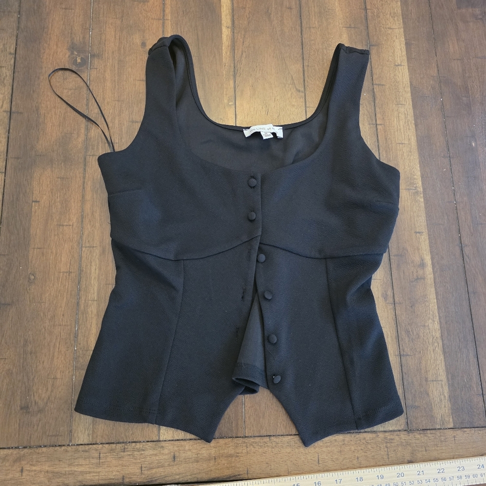 The Line by K Black Buttoned Corset Top